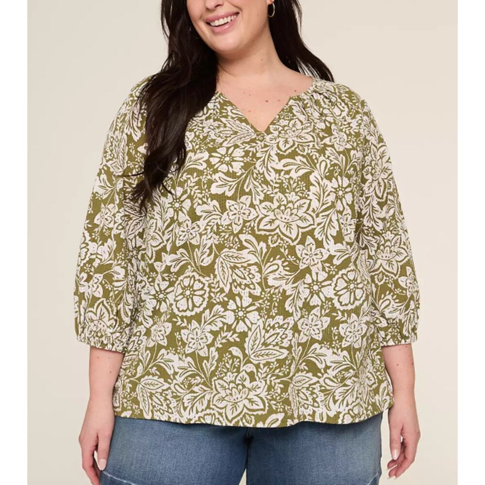 Lane Bryant Relaxed 3/4-Sleeve Popover, Sz 18 NWT